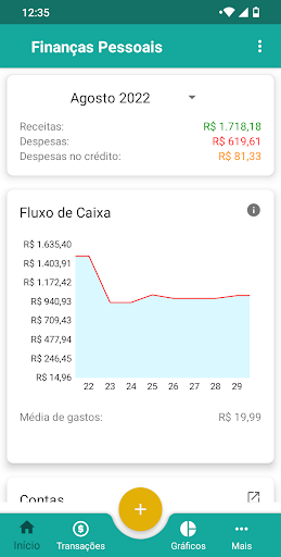 Android application Finanças Pessoais screenshort