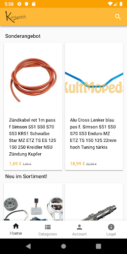 Android application KultMopeds Ersatzteile Shop screenshort
