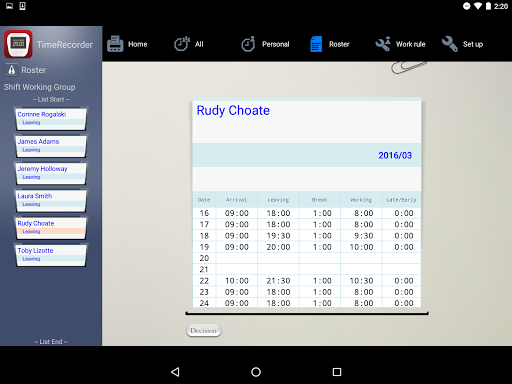 Time Recorder Screen 3