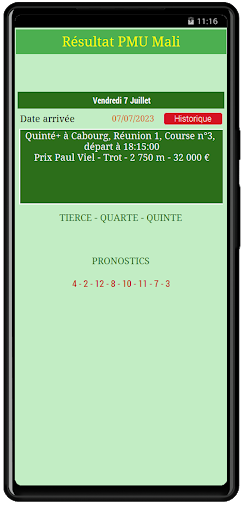 Résultat PMU Mali Screen 3