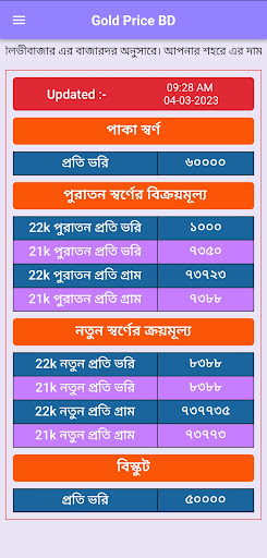 Android application Gold Price BD screenshort