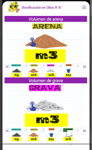Android application Dosificación en Obra H°A° screenshort