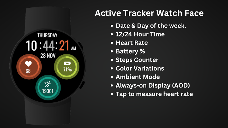 #7. Active Tracker Watch Face (Android) 由: Filmmotion Studio