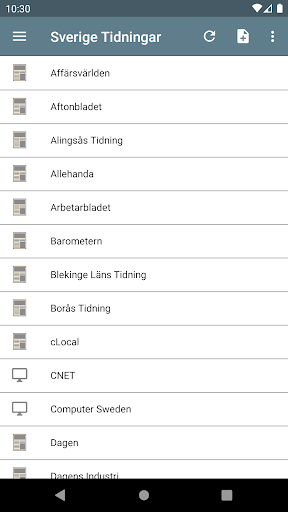 Android application Sverige Tidningar screenshort