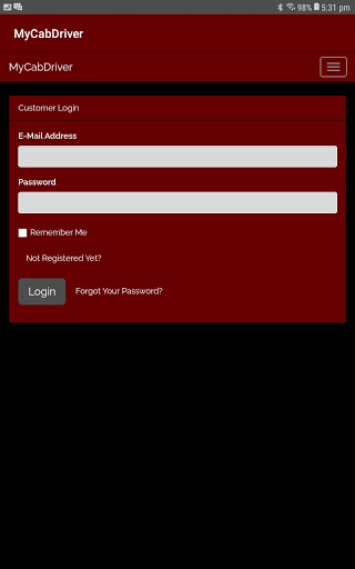 Android application MyCabDriver screenshort