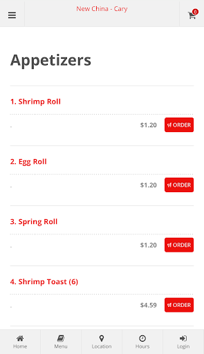 New China Cary Online Ordering Screen 2