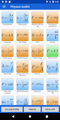 Physics Toolkit Screen 2