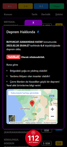 Deprem Takip Sistemi - DETASI Screen 2