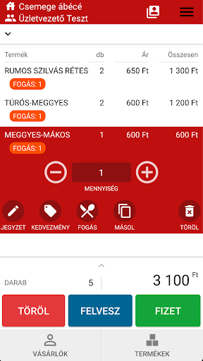 Rétescake szoftver Screen 2