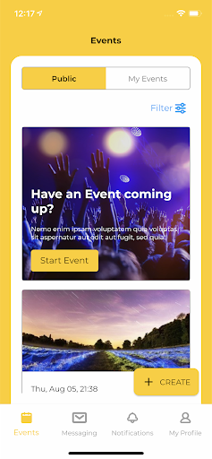 Android application WLCM Events screenshort