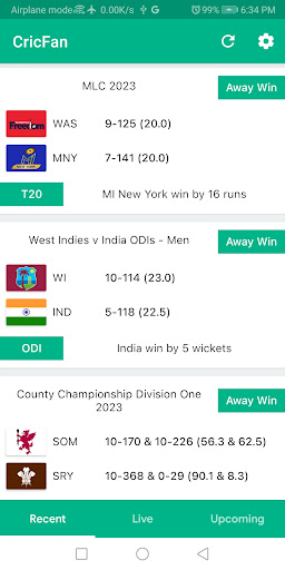 Android application CricFan - Live Cricket Score screenshort
