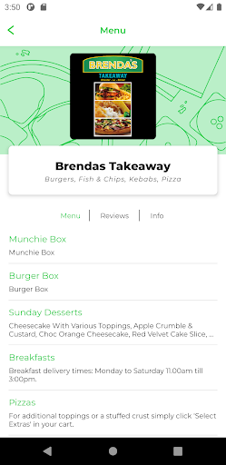 Android application Brendas Takeaway DH3 screenshort