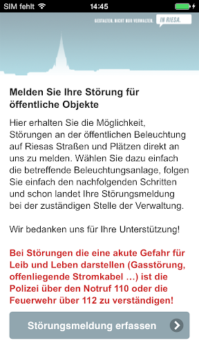 Android application Störungsmelder Riesa screenshort