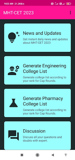 Android application MHT-CET 24 Cap Round Admission screenshort