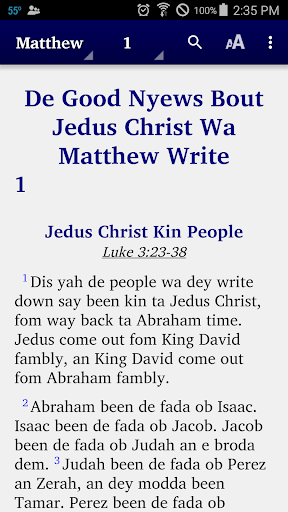 Android application Gullah New Testament screenshort