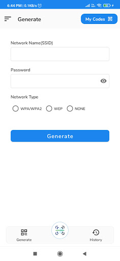 Android application WiFi QR Code Scanner,Generator screenshort