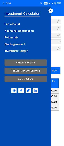 Android application Investment Calculator screenshort