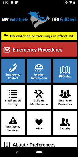 Android application DFO GulfAlert screenshort