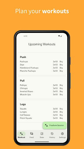 Android application LiftLog screenshort