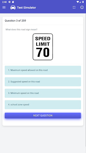 Indiana BMV Test Screen 2