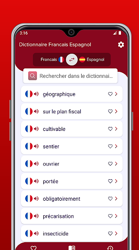 Android application Dictionnaire Francais Espagnol screenshort