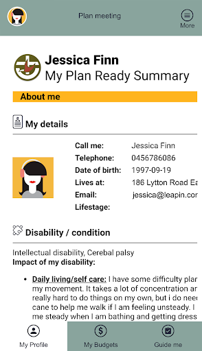 UCQ NDIS Planning Screen 3
