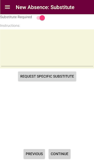 SubConnect for Teachers Screen 2