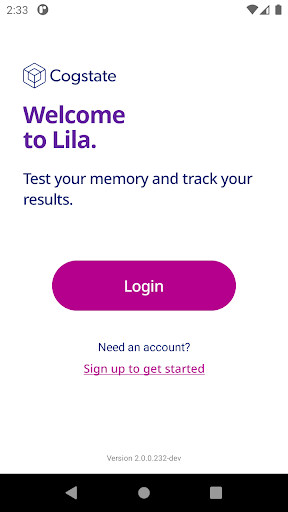 Android application Cogstate Lila screenshort