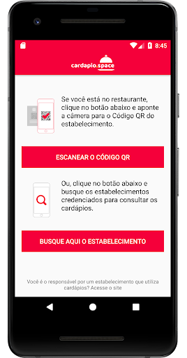 Android application Cardápio Space screenshort