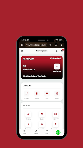 Android application Four wings Data screenshort