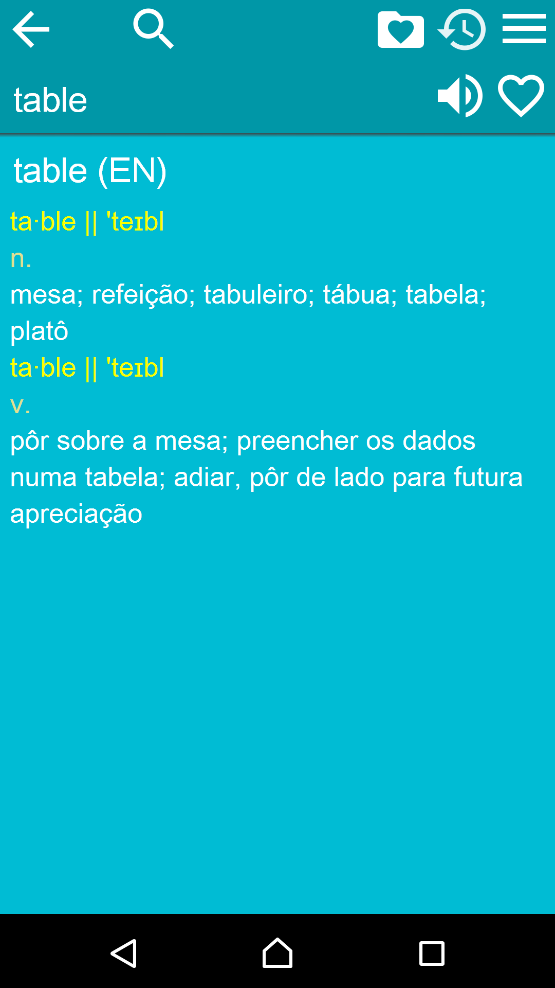 Android application English Portuguese Dict II screenshort