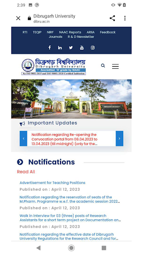 DU: Dibrugarh University Screen 2
