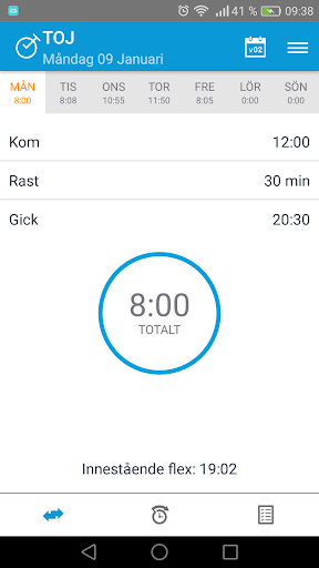 Android application TOJ Tidrapportering screenshort