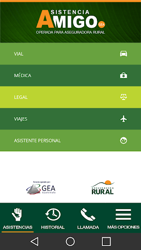 Android application Asistencia Amigo screenshort