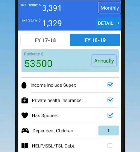 Australia Tax Calculator App Screen 2
