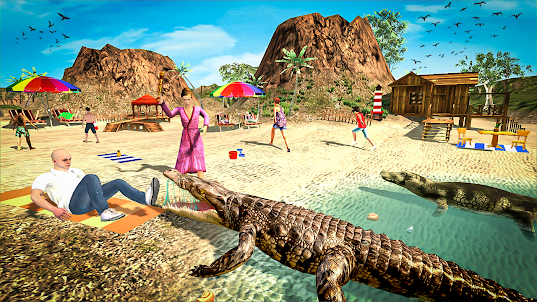 Angry crocodile beach attack