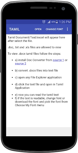 Android application Tamil Text Viewer screenshort