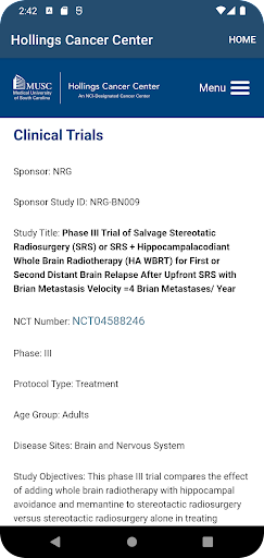 Hollings Clinical Trials Screen 3