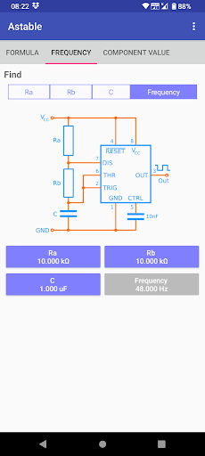 Timer IC 555 Calculator Screen 3
