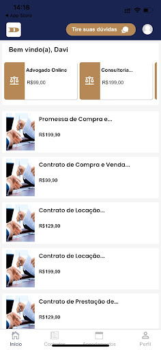 Android application DireitoApp screenshort