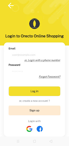 Orecto Online Shopping App Screen 2