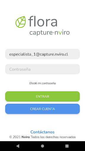Android application Nviro Capture Flora screenshort