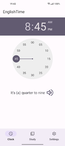 Android application Time In English screenshort