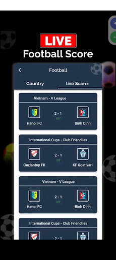 Live score football news Screen 2