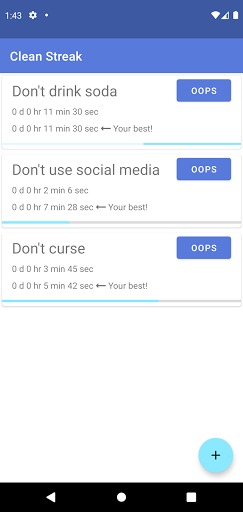 Android application Clean Streak screenshort