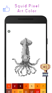 Squid Pixel Art Color
