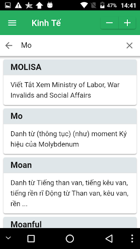 Từ điển chuyên ngành kinh tế Screen 2