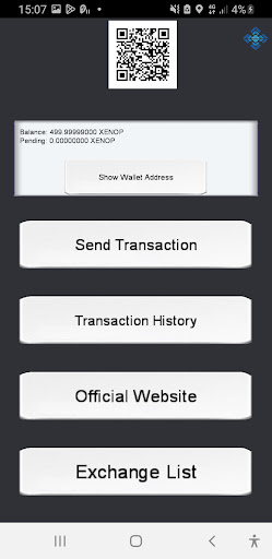 Xenophyte Wallet Screen 2