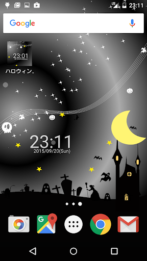 Android application ハロウィン　イメージ　時計つきライブ壁紙 screenshort
