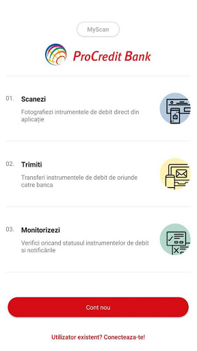Android application MyScan ProCredit Bank Romania screenshort